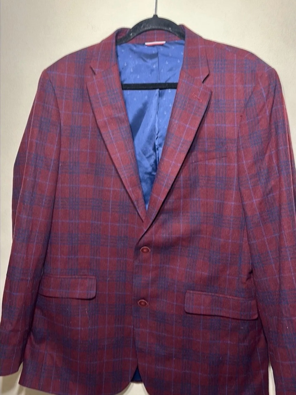 Tommy Hilfiger Red Plaid Sport Coat with Blue Windowpane